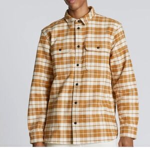 Everlane Mens Relaxed Fit Heavyweight Flannel Overshirt Ochre Plaid Medium M‎